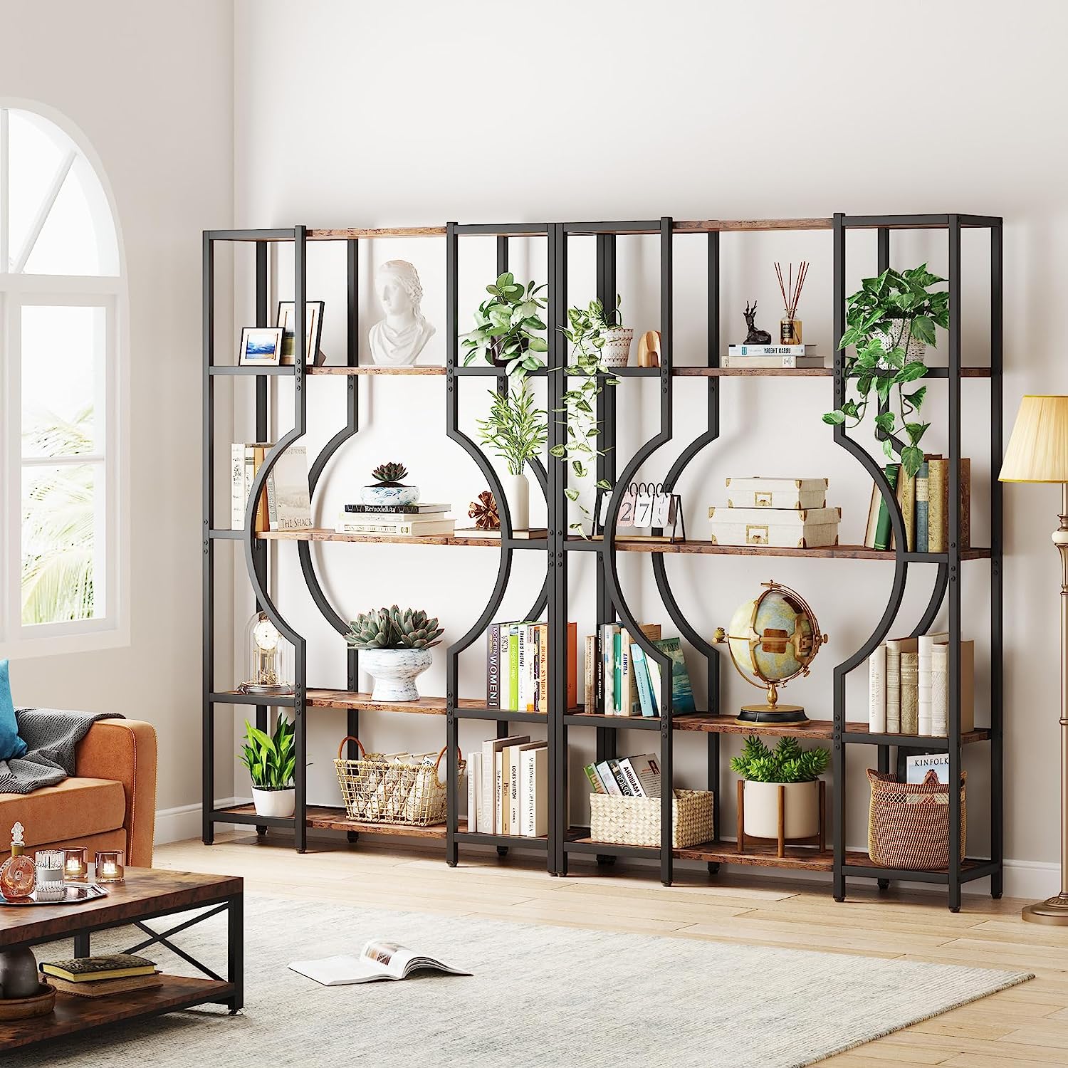 Industrial 5-Tier Bookshelf for Home Office, Modern Bookcase Shelving Unit