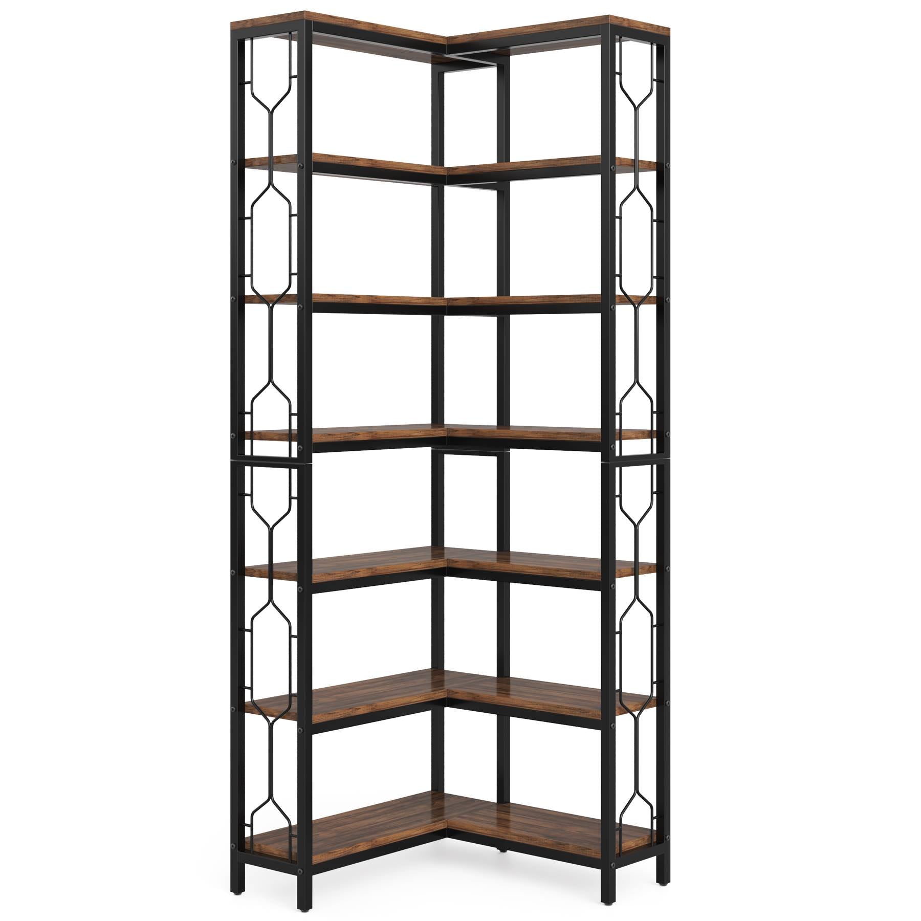 78.74“ Corner Bookshelf, 7-Tier Industrial Corner Etagere Bookcase