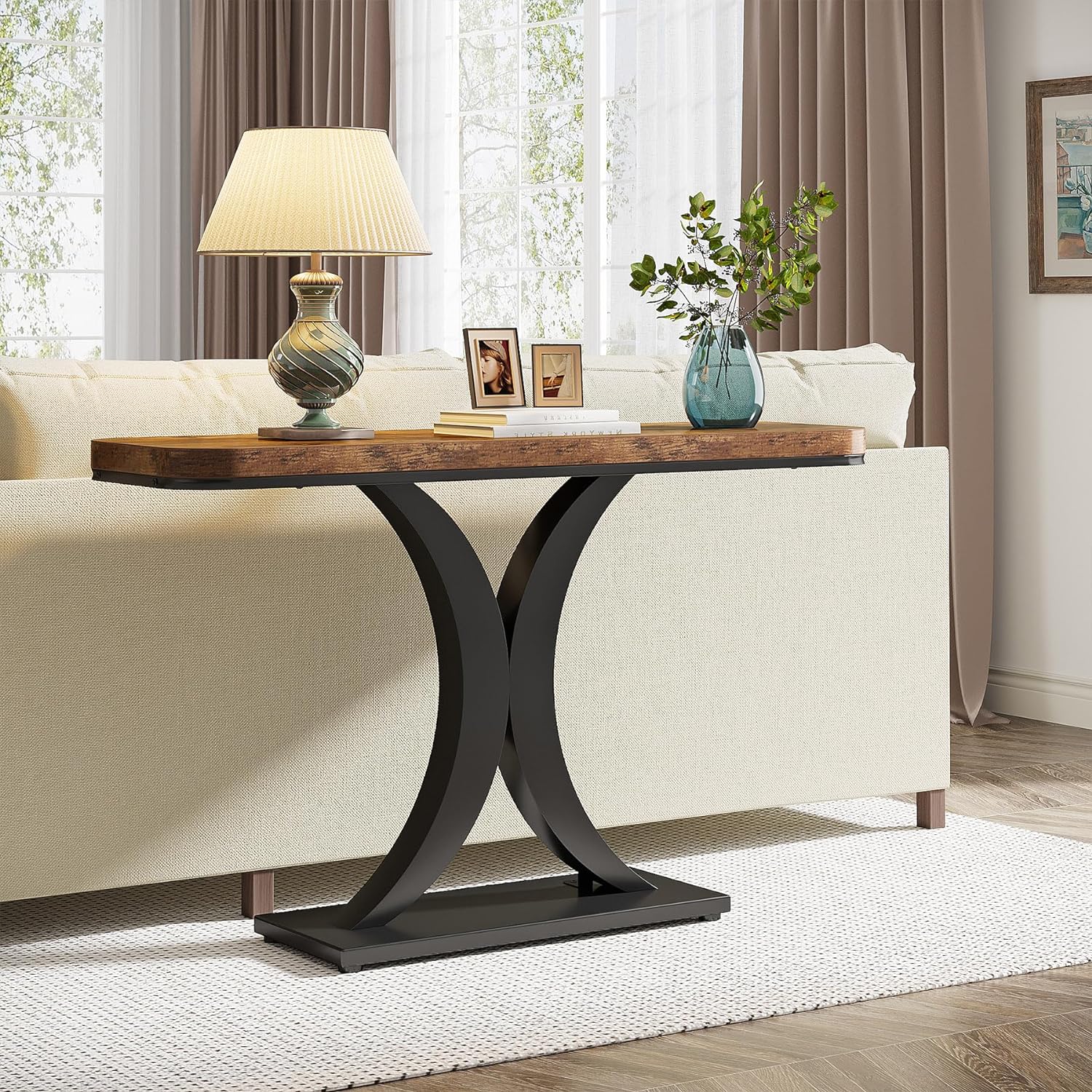 40" Modern Geometric Console Table for Narrow Entryways