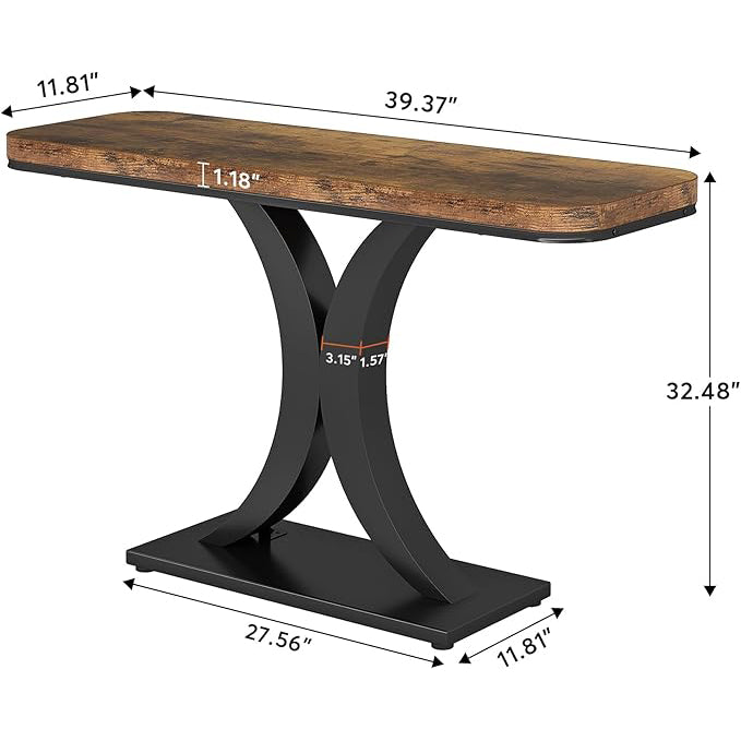 40" Modern Geometric Console Table for Narrow Entryways