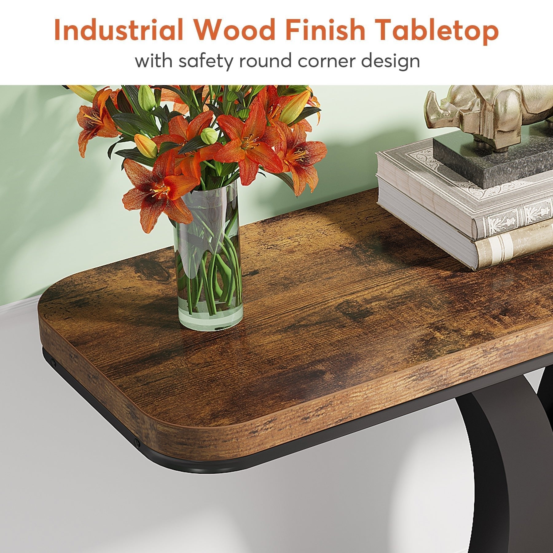 40" Modern Geometric Console Table for Narrow Entryways