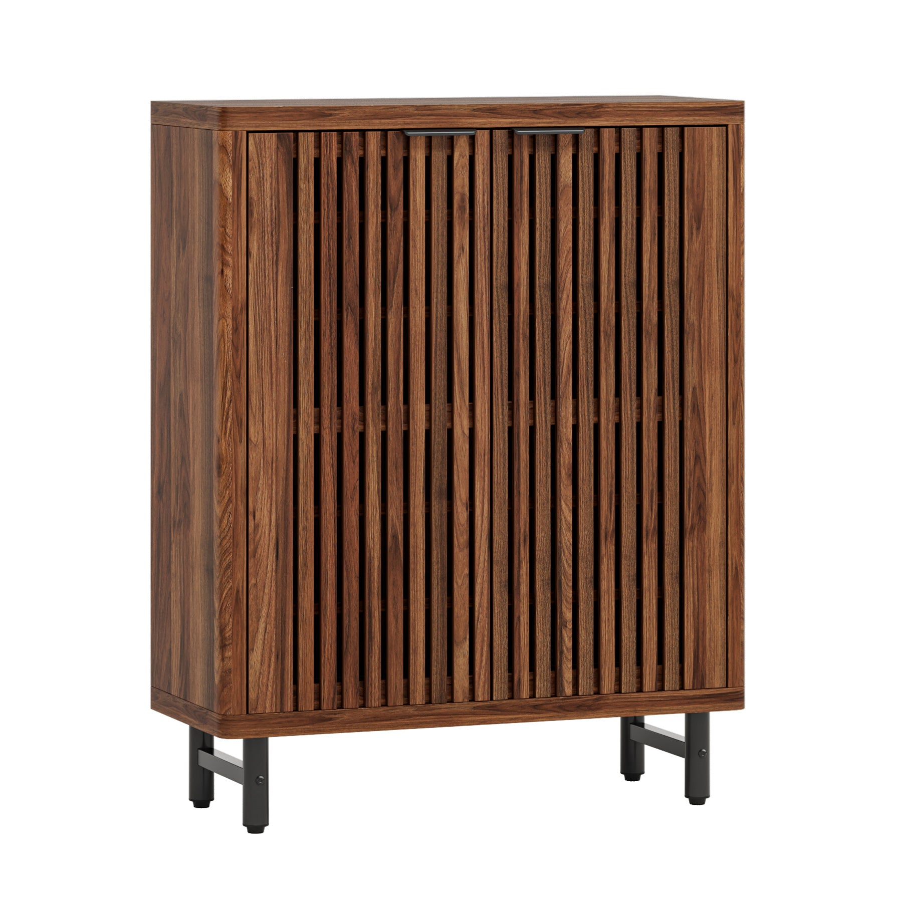 6-Tier Wooden Shoe Cabinet with Louvered Doors & Adjustable Shelves