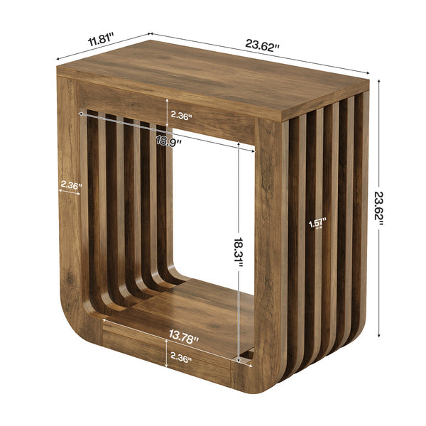 Tribesigns Narrow Sofa Side Table, Farmhouse End Table with Slatted Open Frame