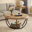 31.69" Round Wooden Coffee Table, 2-Tier Central Cocktail Table with Shelves