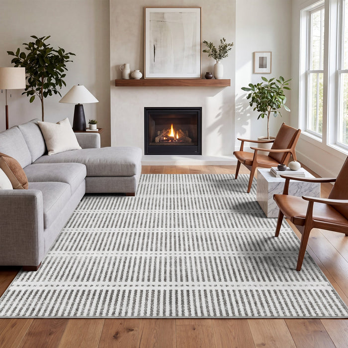 Tribesigns Ultra-Thin Washable Rugs 160 x 230/200 x 300 cm, Non-Slip Striped Country-Style Rugs for the Living Room and Bedroom, OEKO-TEX Certified