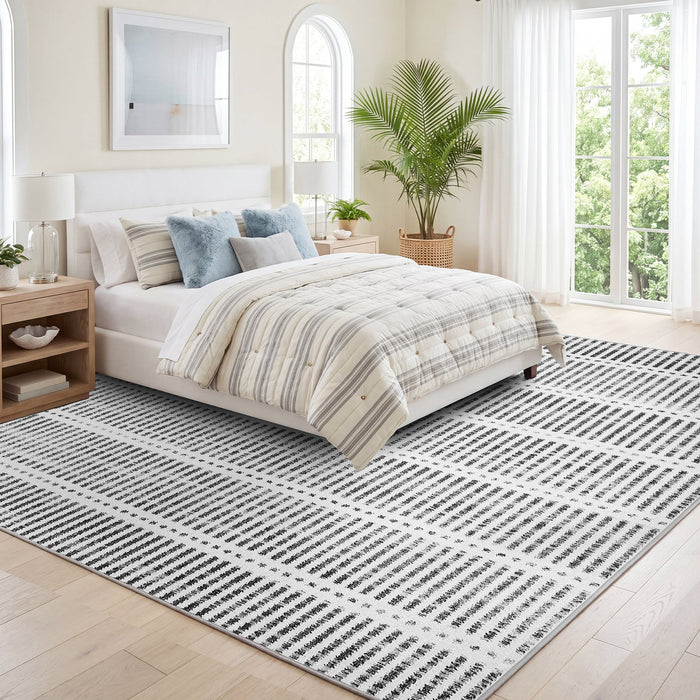 Tribesigns Ultra-Thin Washable Rugs 160 x 230/200 x 300 cm, Non-Slip Striped Country-Style Rugs for the Living Room and Bedroom, OEKO-TEX Certified