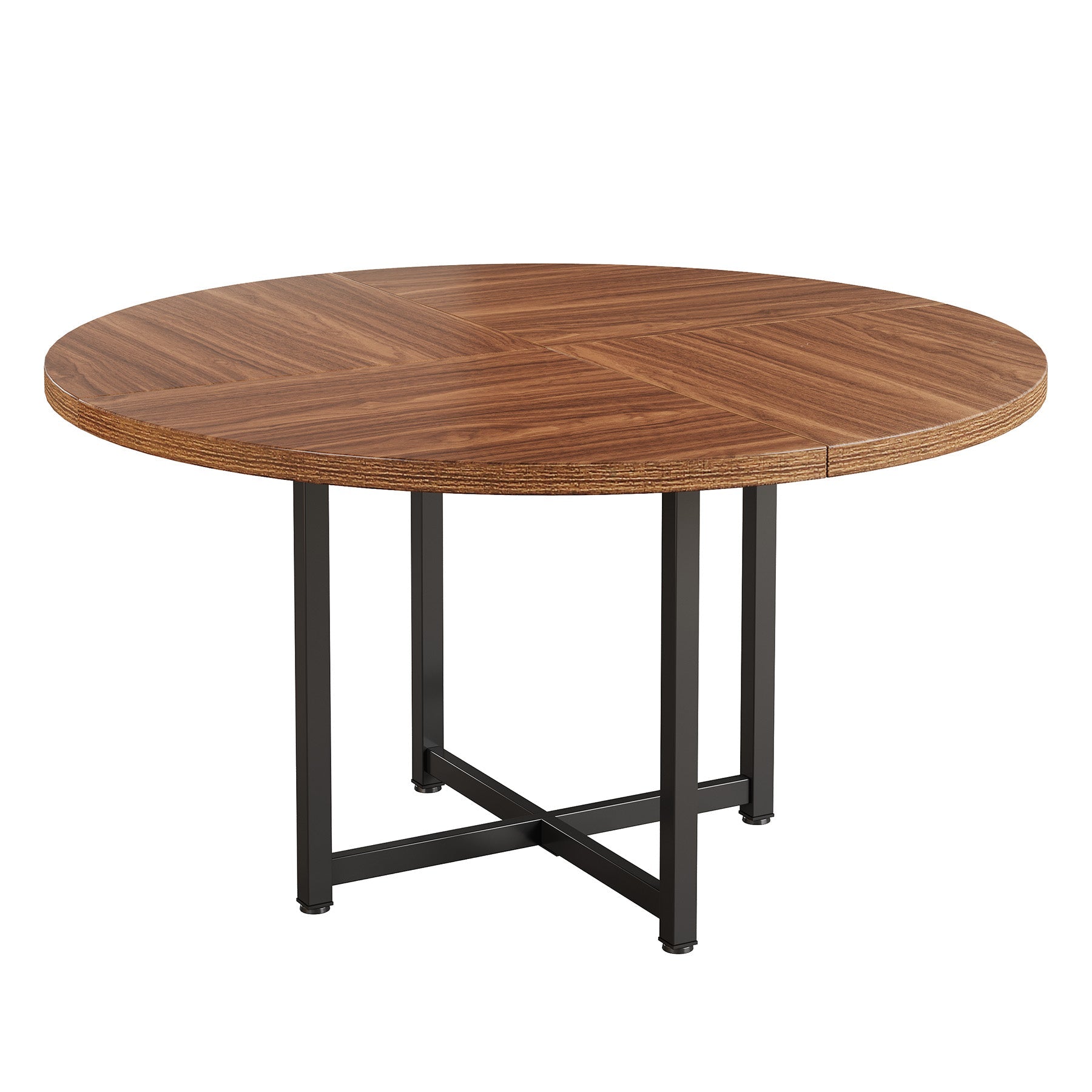 47" Round Dining Table, Heavy-Duty Metal Base, Space-Saving