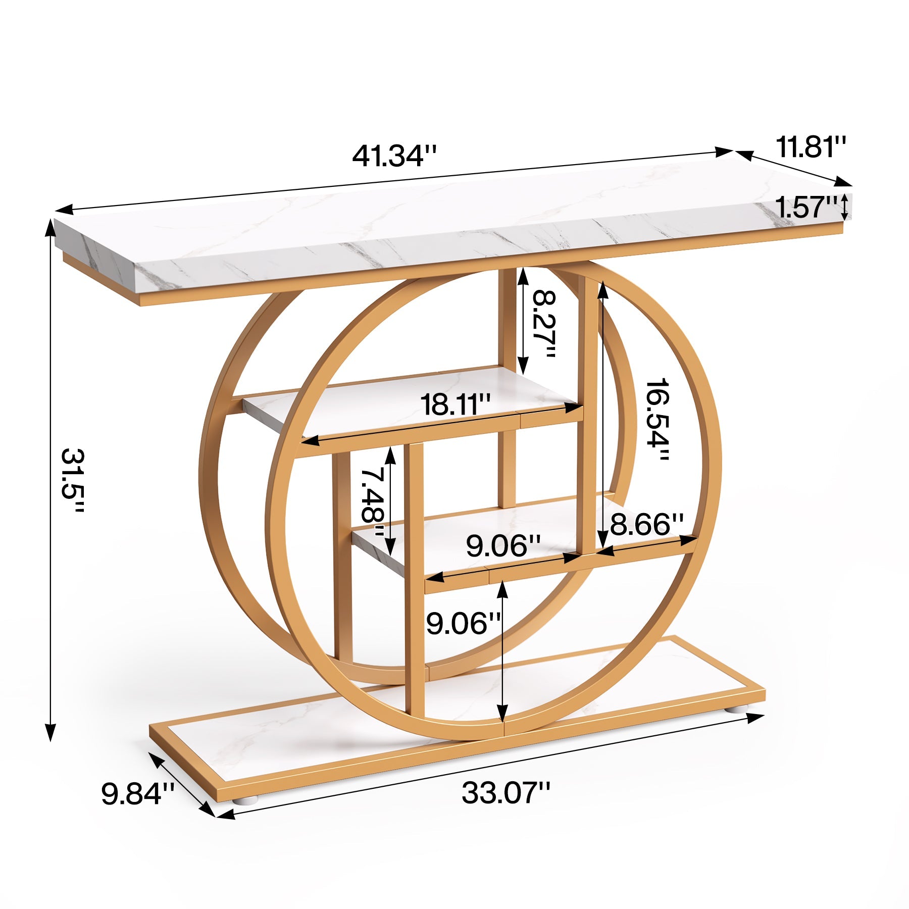 Tribesigns 41.3" Sofa Table, Industrial 4-Tier Console Table with Storage Shelves
