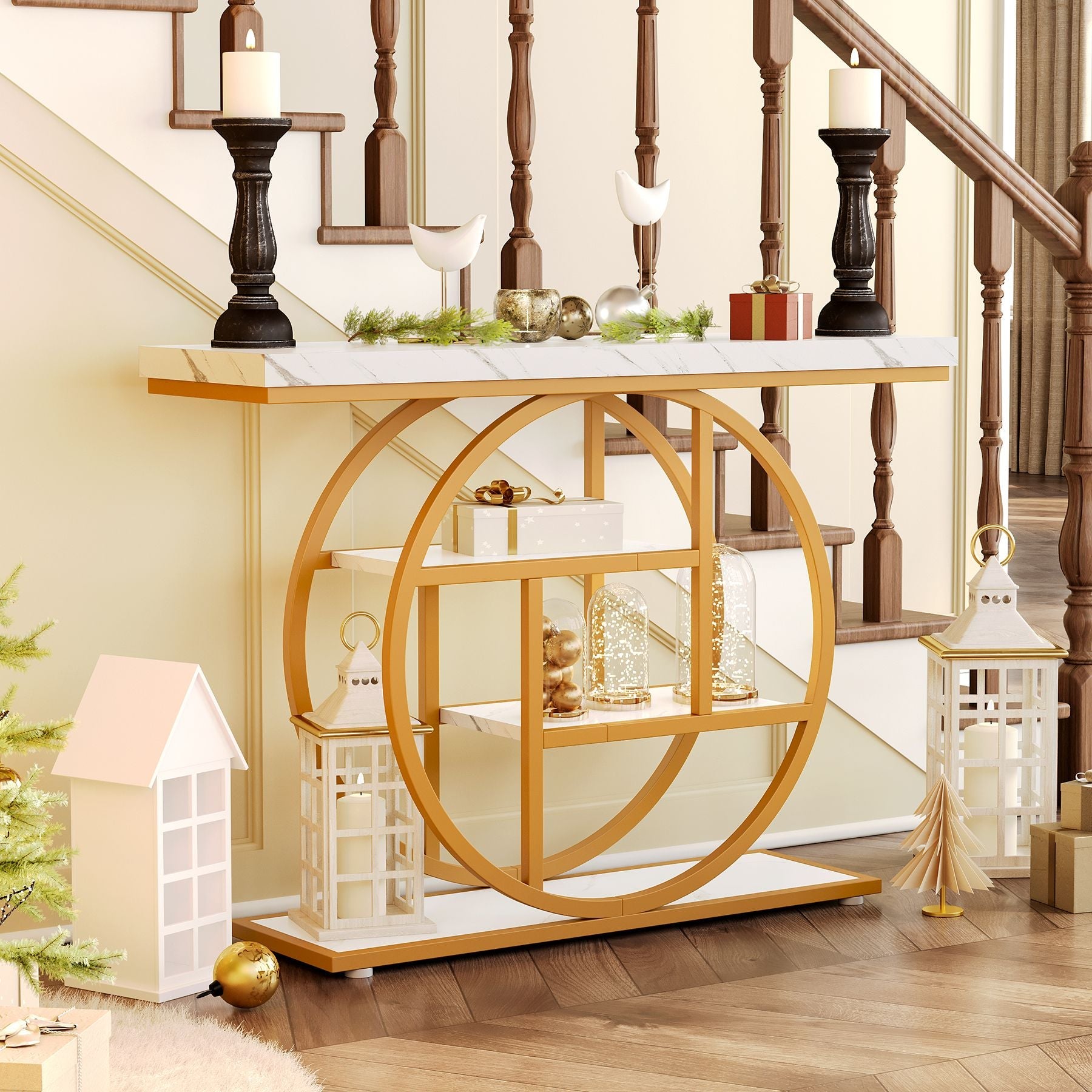 Tribesigns 41.3" Sofa Table, Industrial 4-Tier Console Table with Storage Shelves