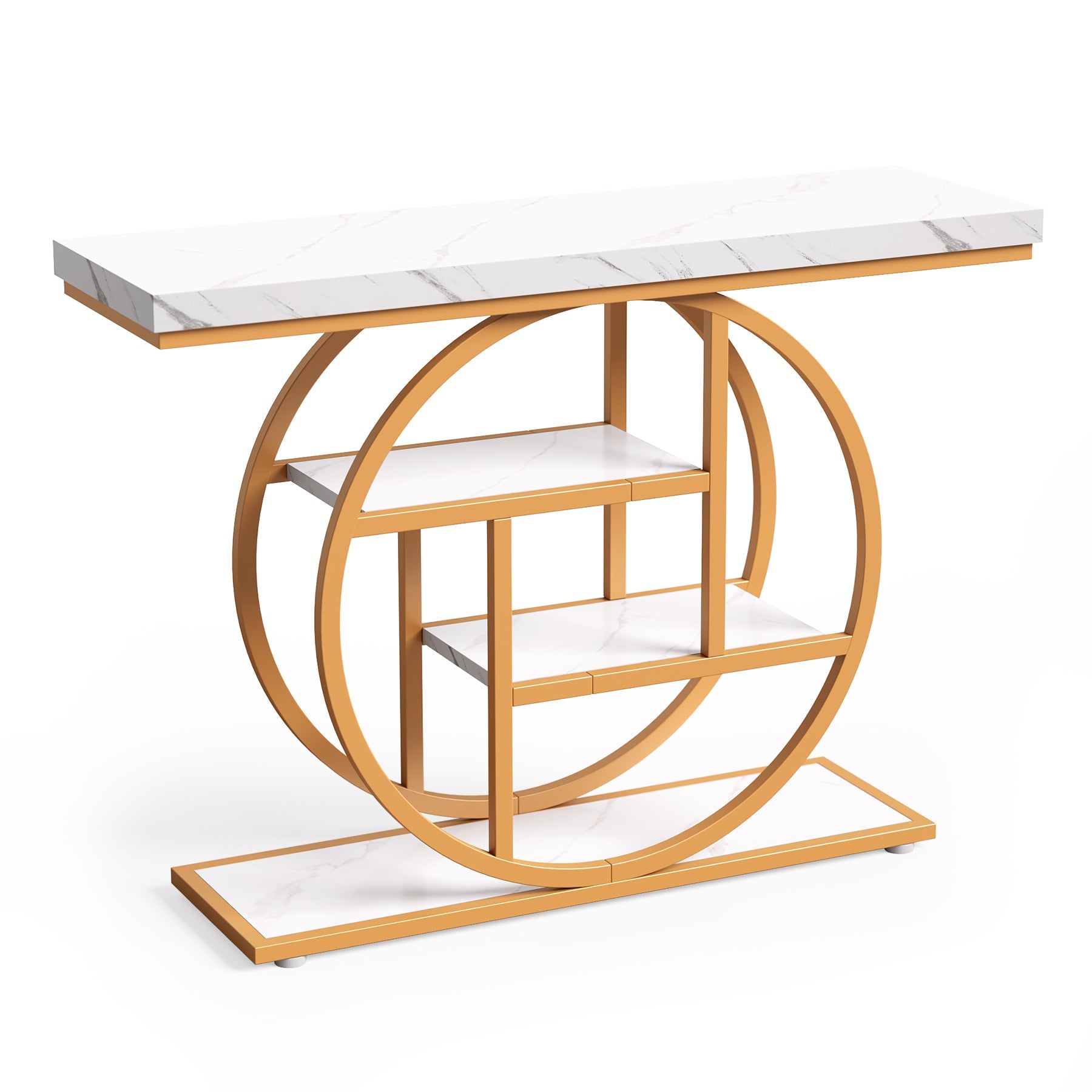 Tribesigns 41.3" Sofa Table, Industrial 4-Tier Console Table with Storage Shelves