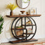 41" Industrial Console Table, Narrow 6-Tier Sofa Entryway Table with Circle Base