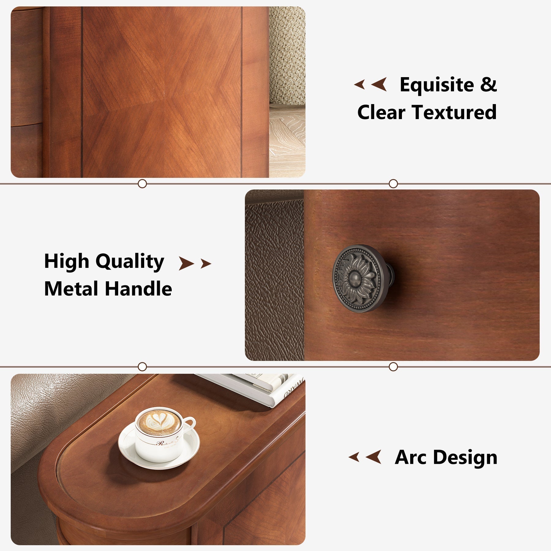 Wood Narrow End Table with 2 Drawers - Modern Nightstand