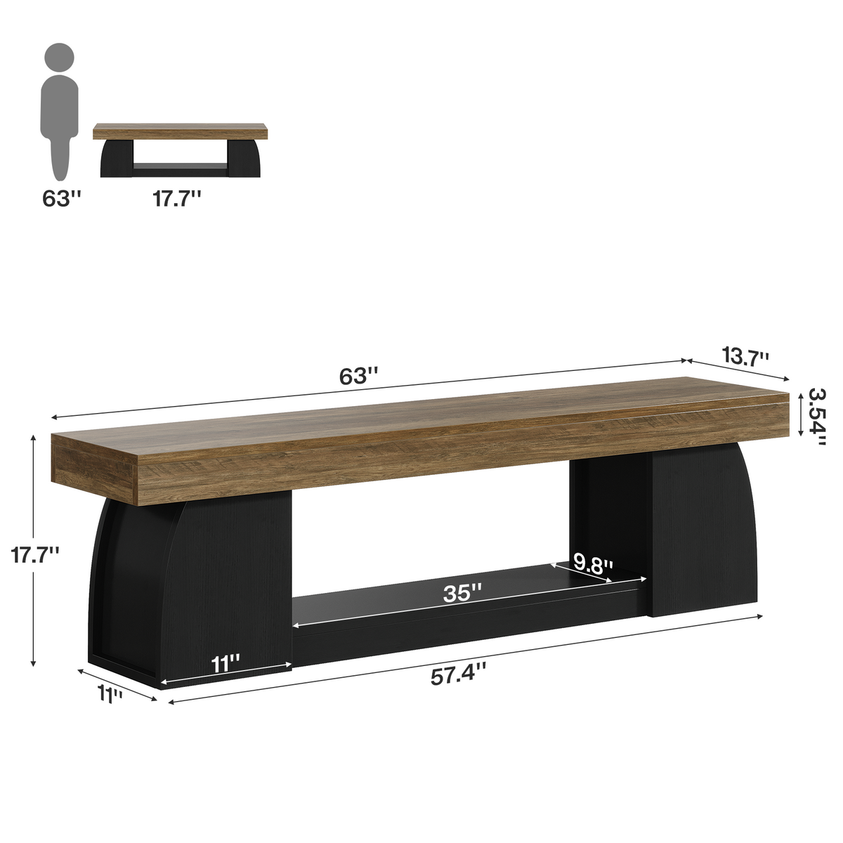160cm Entryway Bench, 2-Tier Farmhouse End of Bed Bench with Sturdy Frame