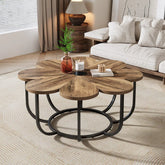 39.37" Floral Design Coffee Table, Faux Marble Top Modern Center Table for Living Room 3