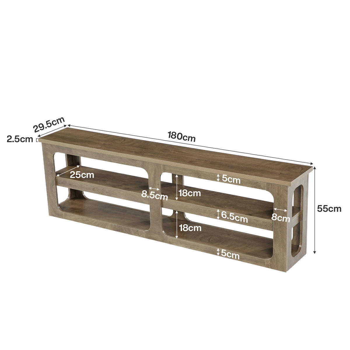 180cm Entryway Shoe Bench, 3-Tier Farmhouse Storage Bench for Hallway