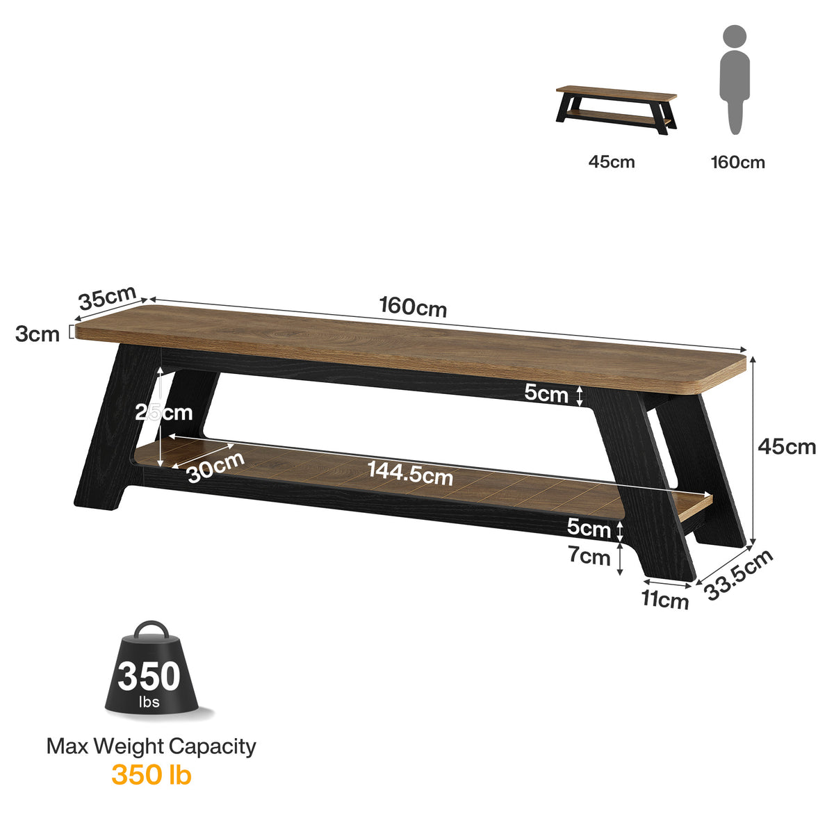 160cm TV Stand, Modern Farmhouse Media Console with Open Storage Shelf for 70" TVs