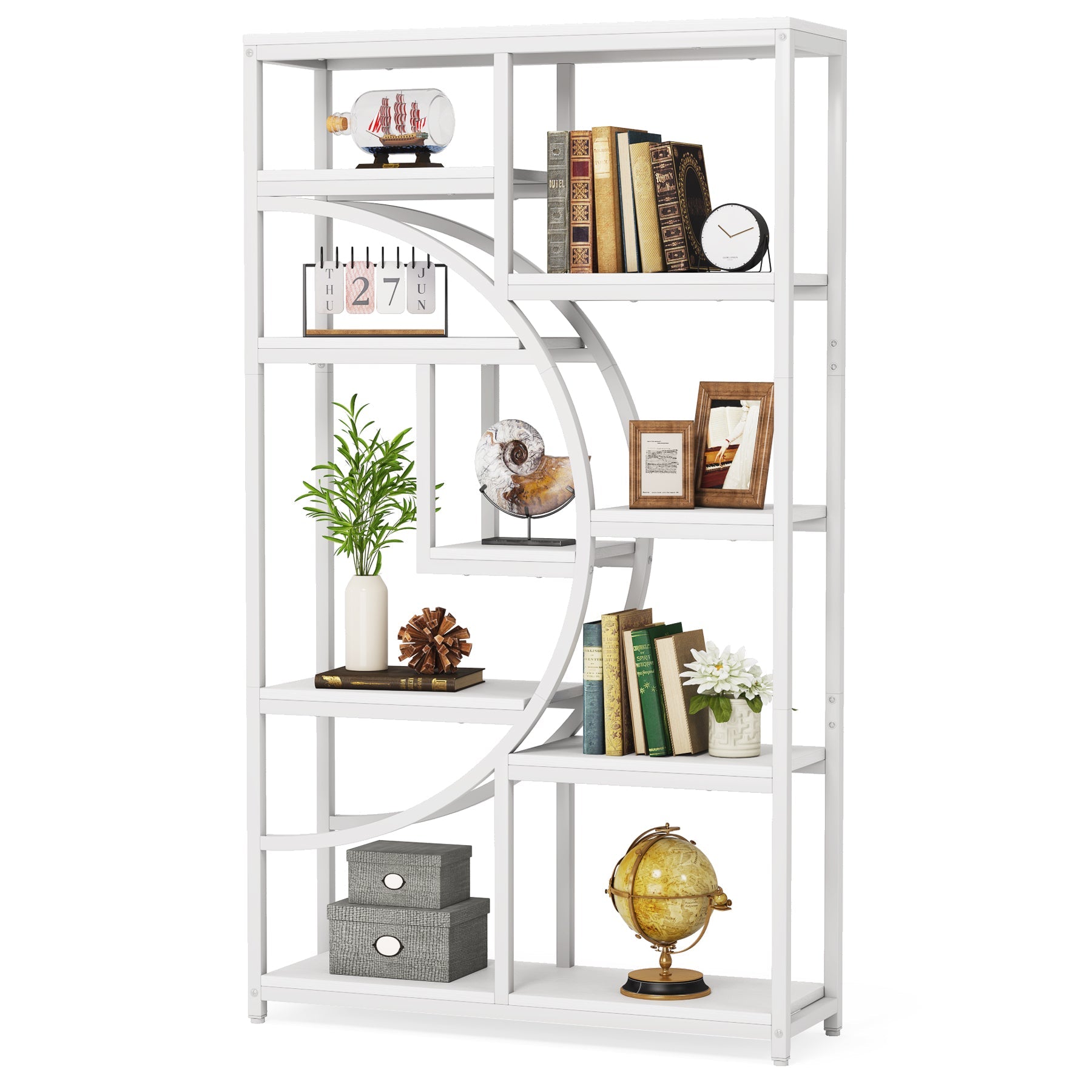 37.4" 5-Tier Industrial Bookshelf for Living Room, Bedroom, Home Office