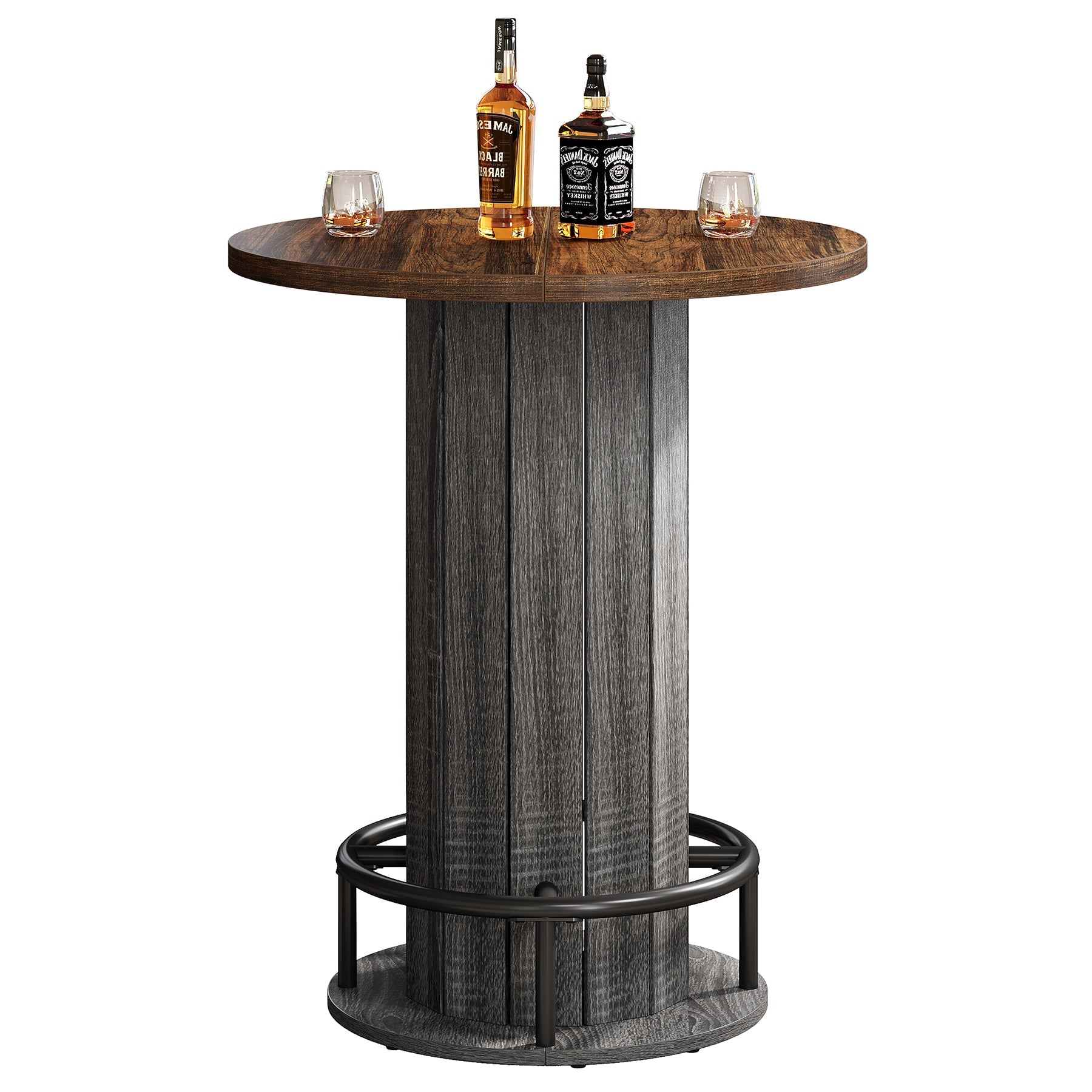 31" Bar Table, Round Bistro Pub Table with Footrest for Dining Coffee Cocktail(Only Table)