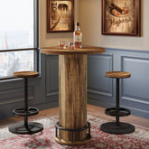Bistro Sets with 2 Barstools, Pub Cocktail Table Bar Table with Chairs Tribesigns#Color_Brown 3
