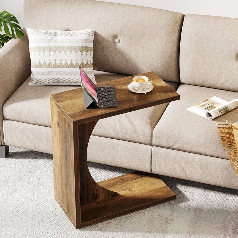 C-Shaped End Table, Sofa Side Table Couch Table for Small Space