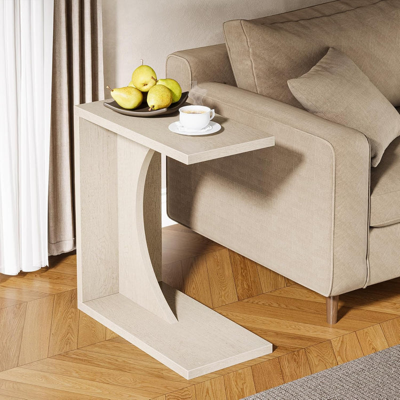 C-Shaped End Table, Sofa Side Table Couch Table for Small Space