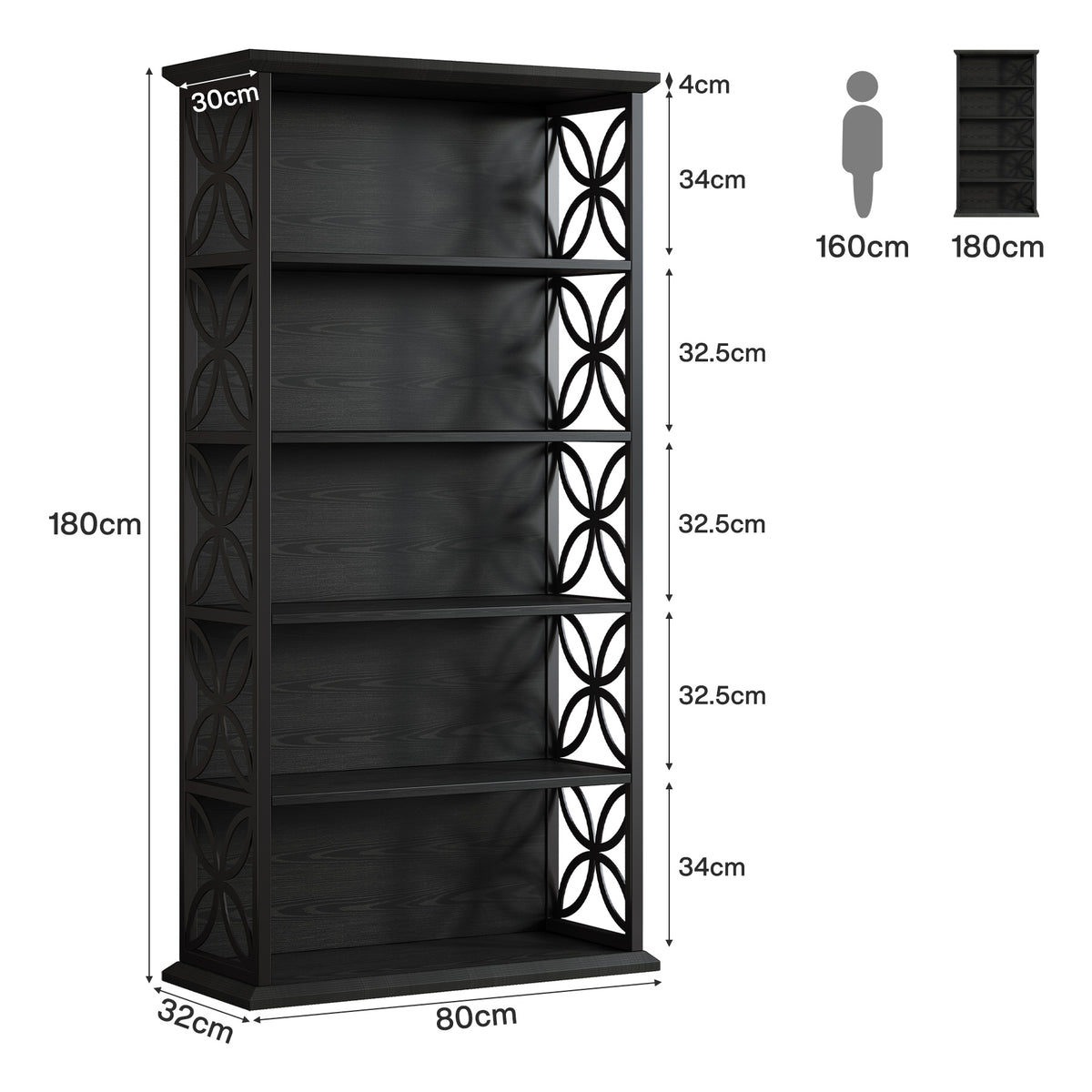 71" 6-Tier Bookshelf, Open Storage Bookcase with Metal Frame for Office