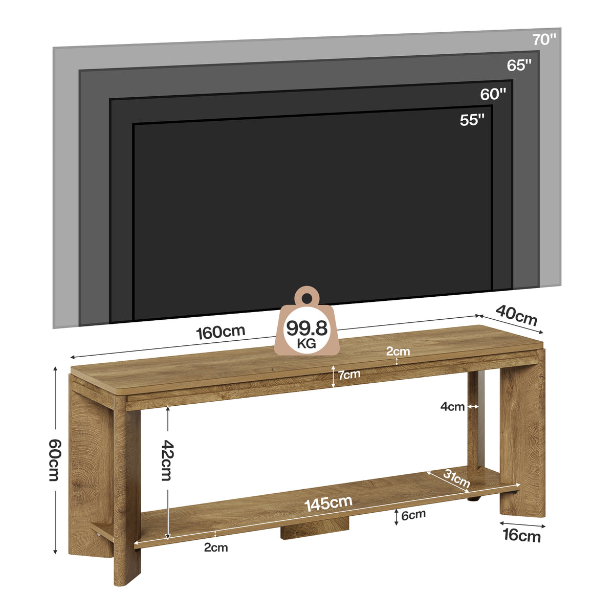160cm Console Table, 2-Tier Sofa Entryway Table with Storage for Hallway Living Room