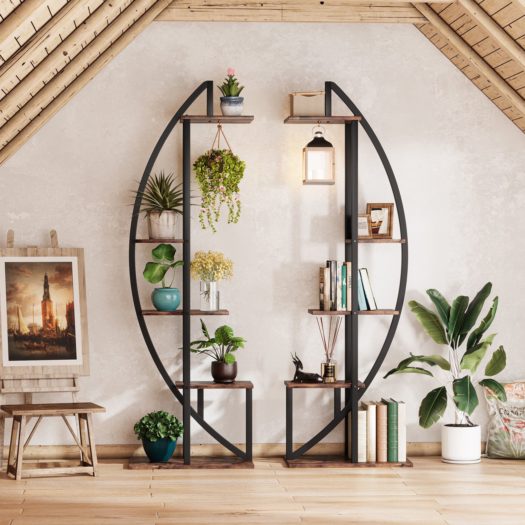 Curved Plant Stand Pack of 2, 5-Tier Flower Display Shelf Tribesigns