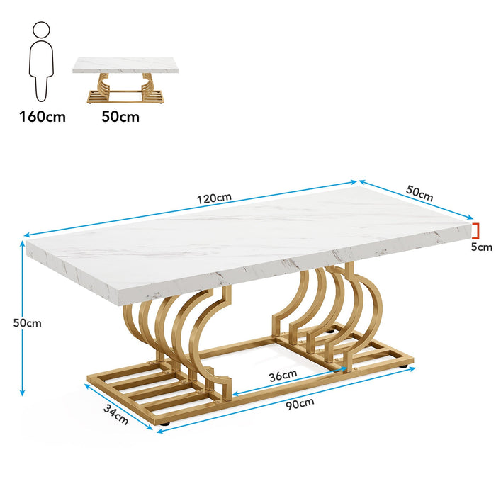 Tribesigns Modern coffee table, faux marble table with geometric base
