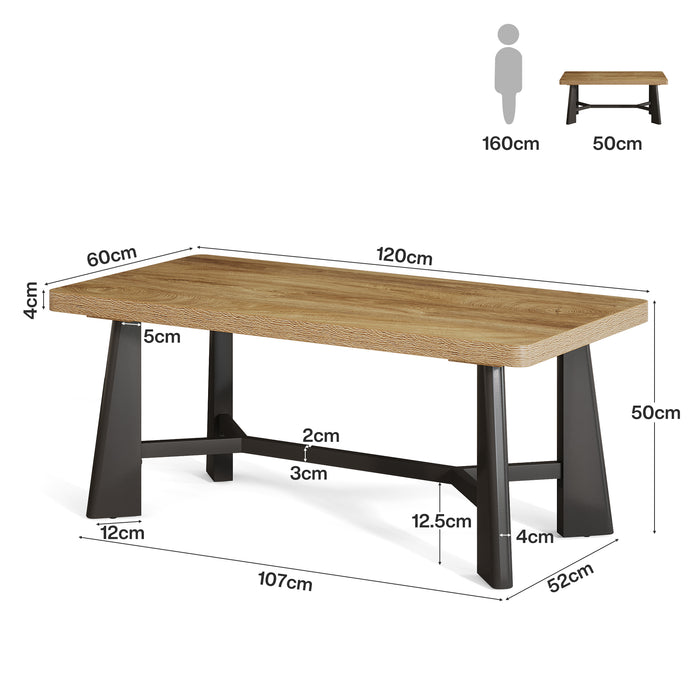 120cm Rectangular Coffee Table, Metal Frame for Living Room
