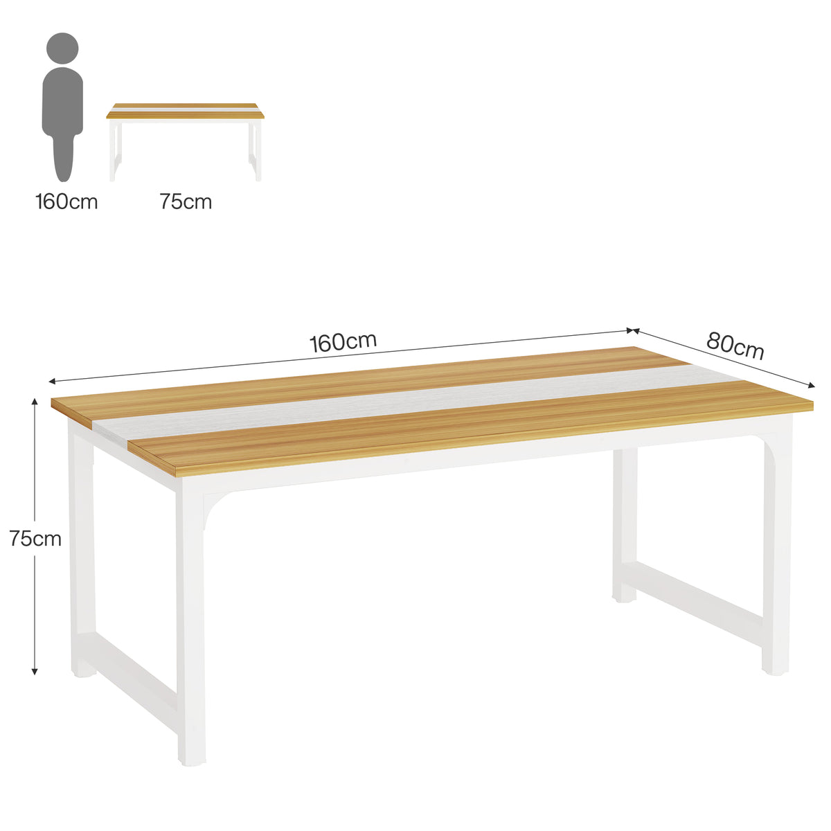 63" Large Office Desk, Industrial Writing Workstation