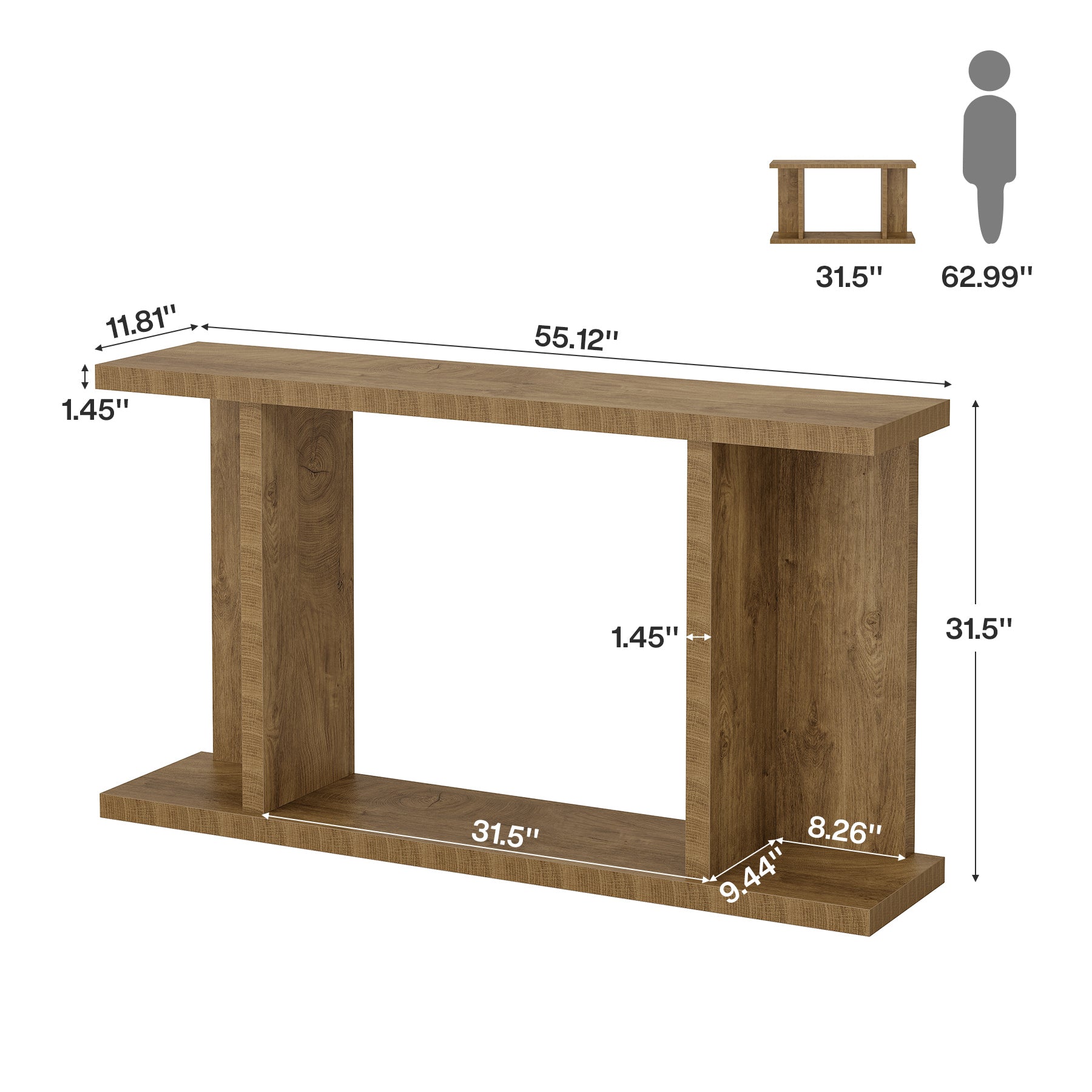 140cm Console Table, 2-Tier Farmhouse Entryway Sofa Table Behind Couch