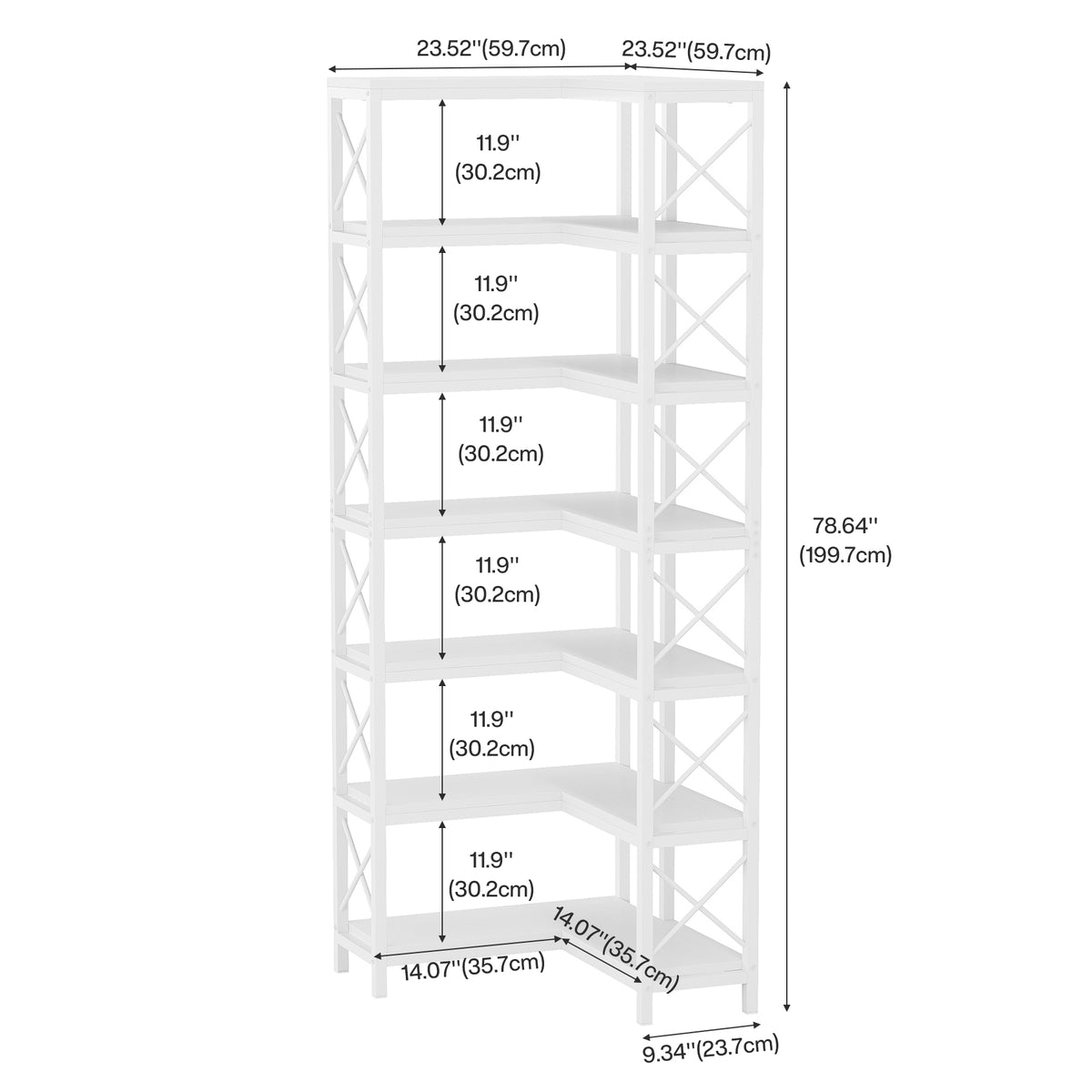 7-Tier Corner Bookshelf  Display Storage Rack