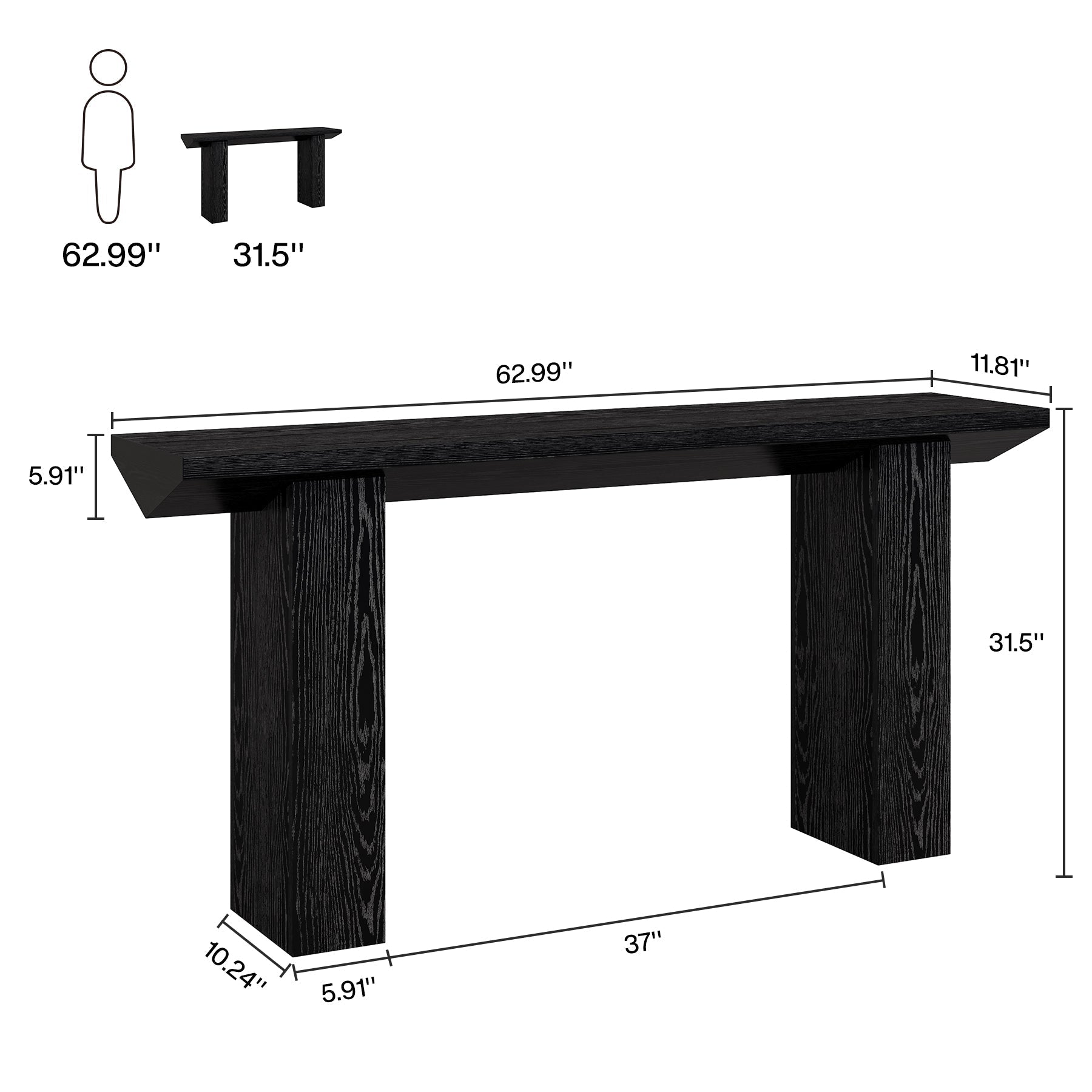 160cm Console Table, Wooden Sofa Table Long Entryway Table