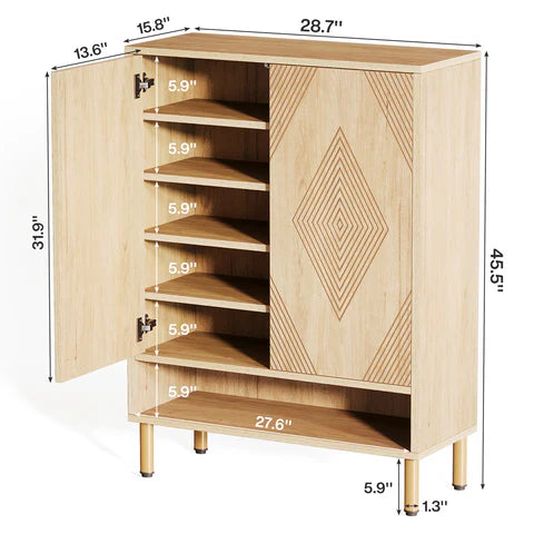 45" 6-Tier Shoe Cabinet with Adjustable Shelves, Modern Entryway Storage