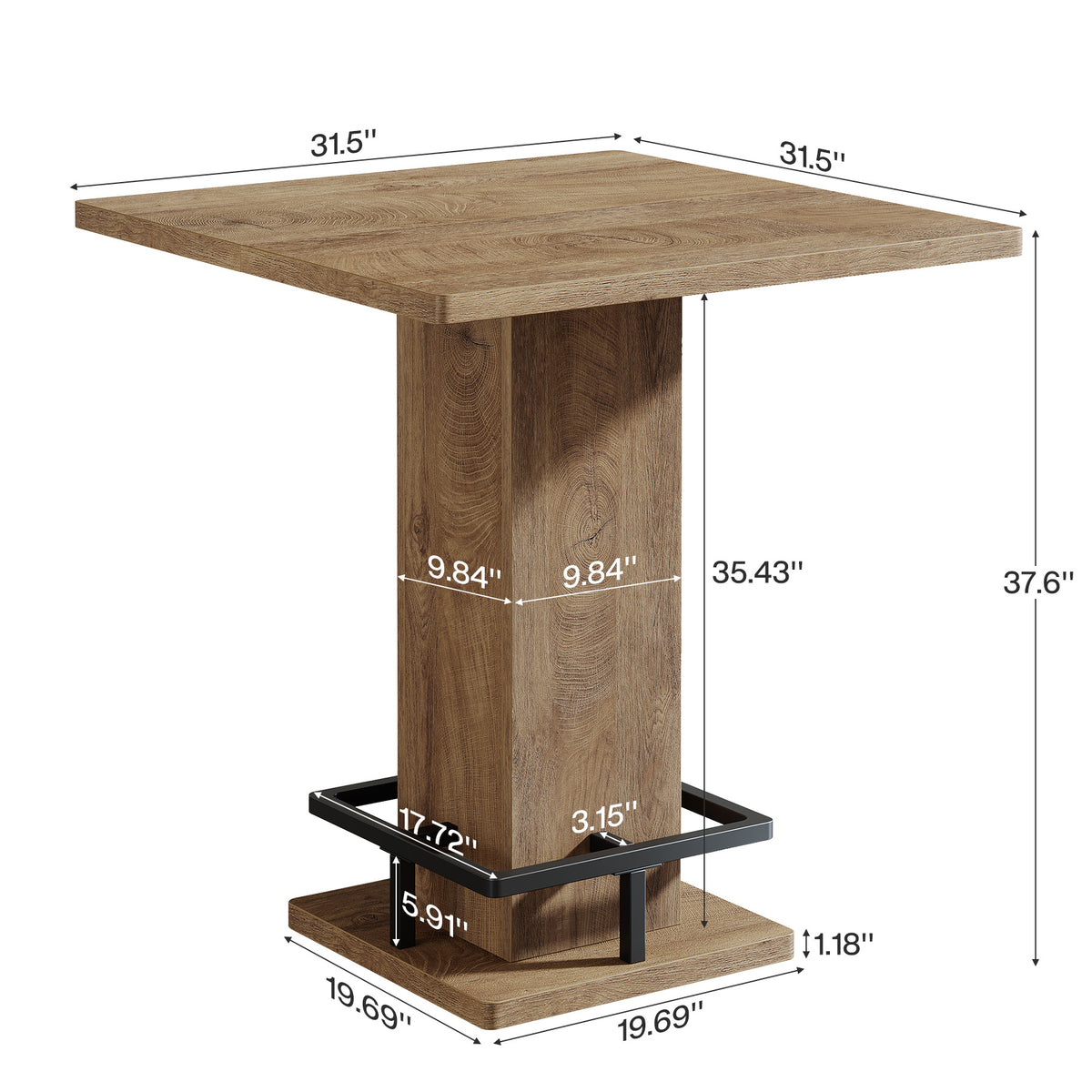 81cm Square Counter Height Dining Table, Small Space Kitchen Table