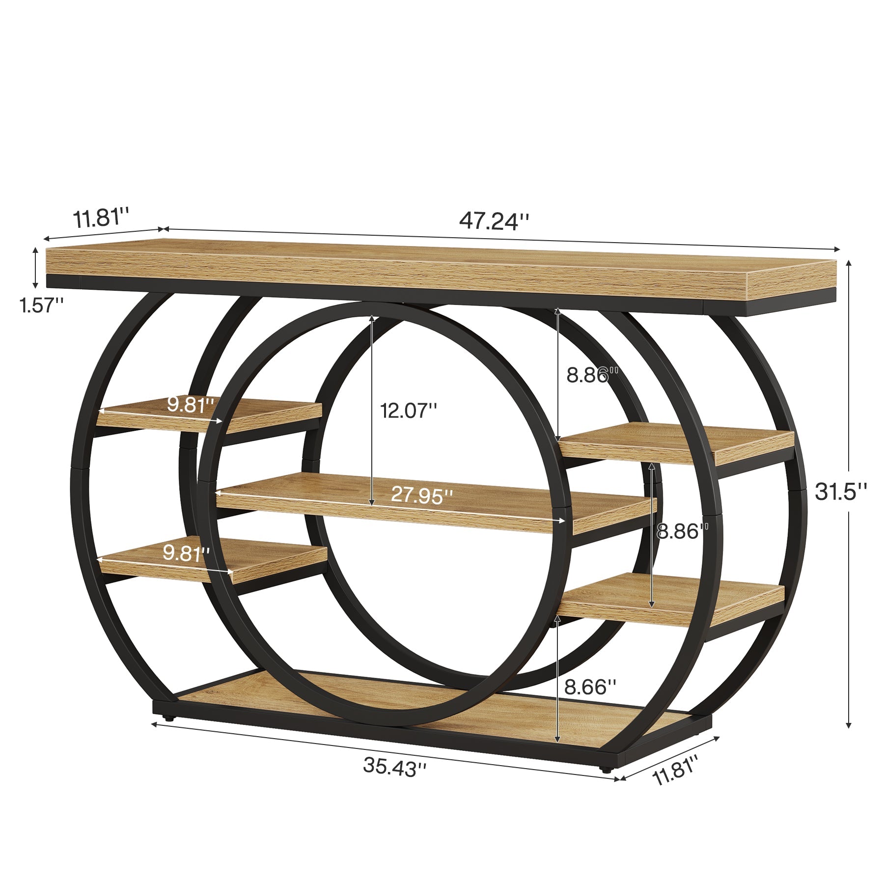 Tribesigns 47" Console Table, 5-Tier Industrial Entryway Table with Metal Frame