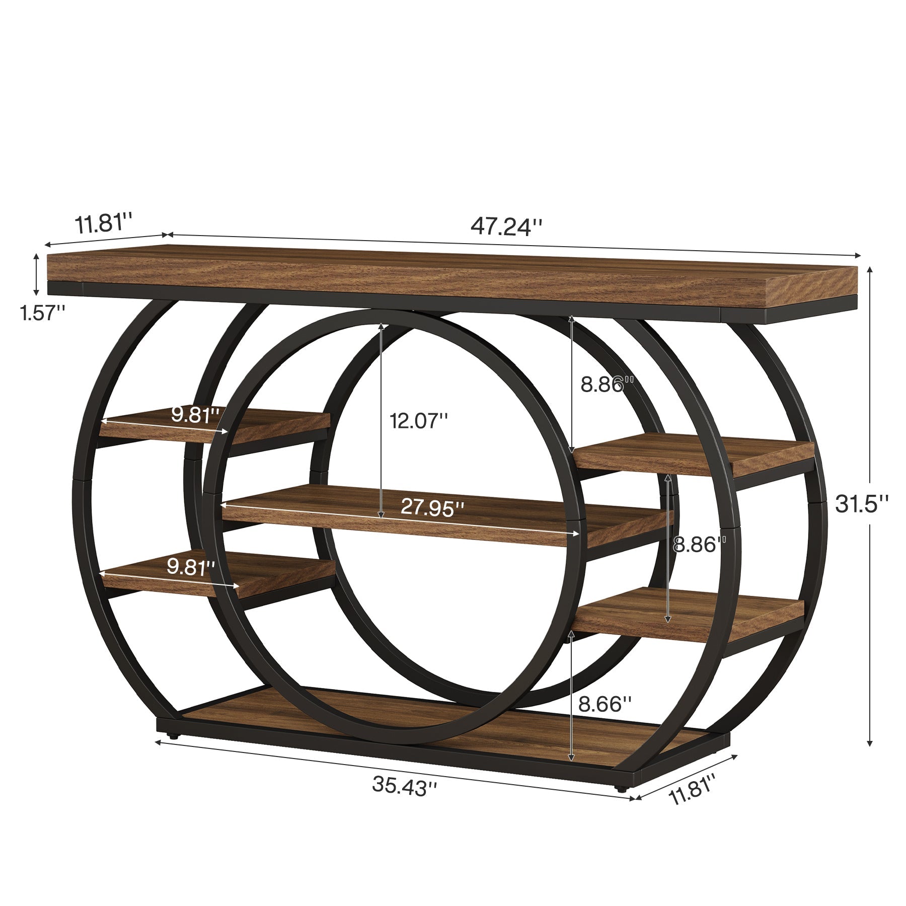Tribesigns 47" Console Table, 5-Tier Industrial Entryway Table with Metal Frame