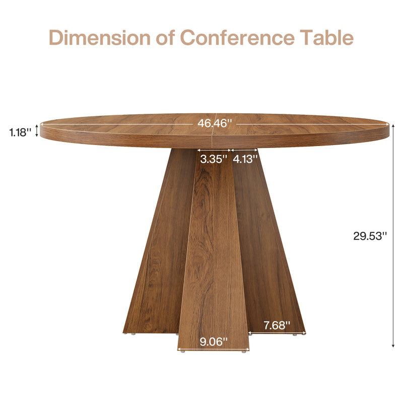 47" Round Conference Table, Small Meeting Table with Thickened Tabletop