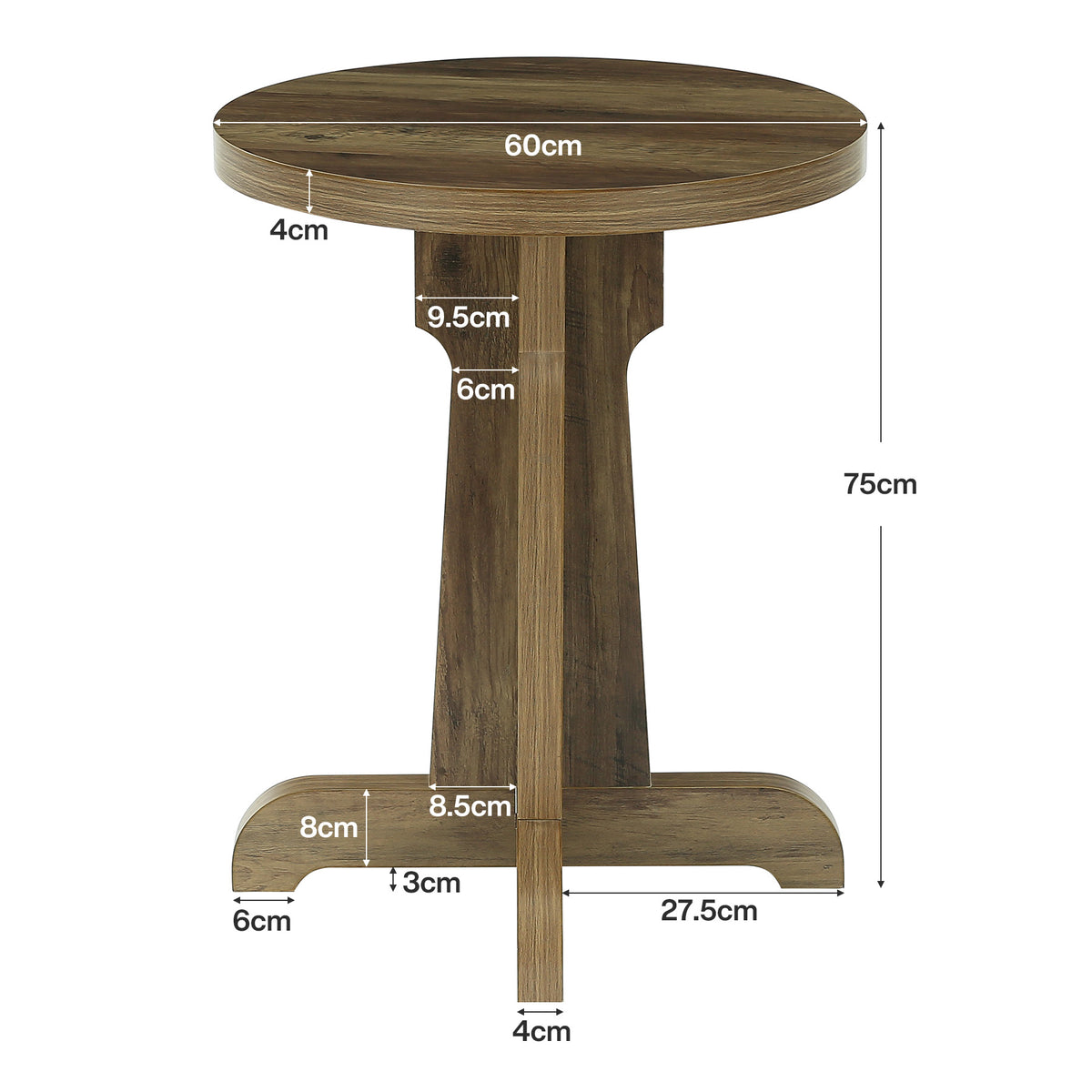 60cm Round Dining Table, 2-Person Small Cafe Table for Restaurant