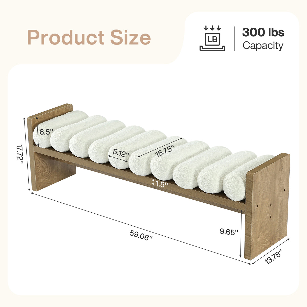 150cm Dining Bench, Upholstered Fabric Kitchen Bench with Removable Cushion
