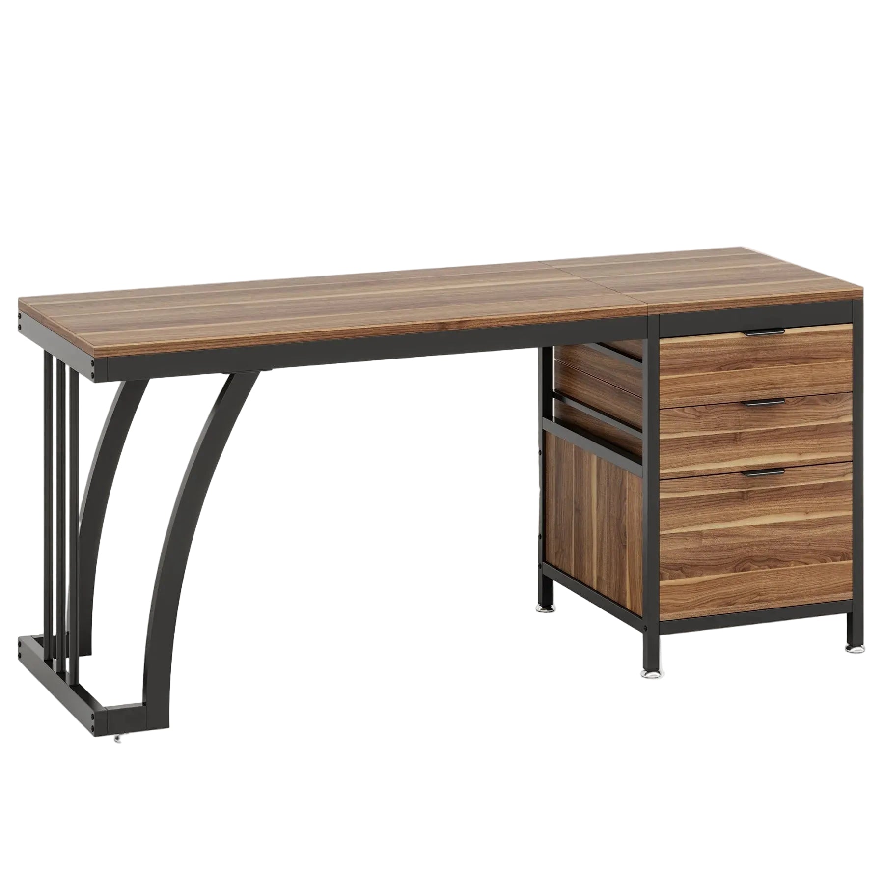 59" Computer Desk with 3 Drawers, Industrial Study Writing Table Workstation with File Storage for Home Office
