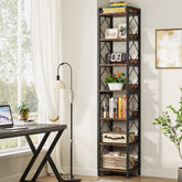 Modern 7-Tier Corner Shelf, 78.7" Tall Narrow Bookcase for Corners 3