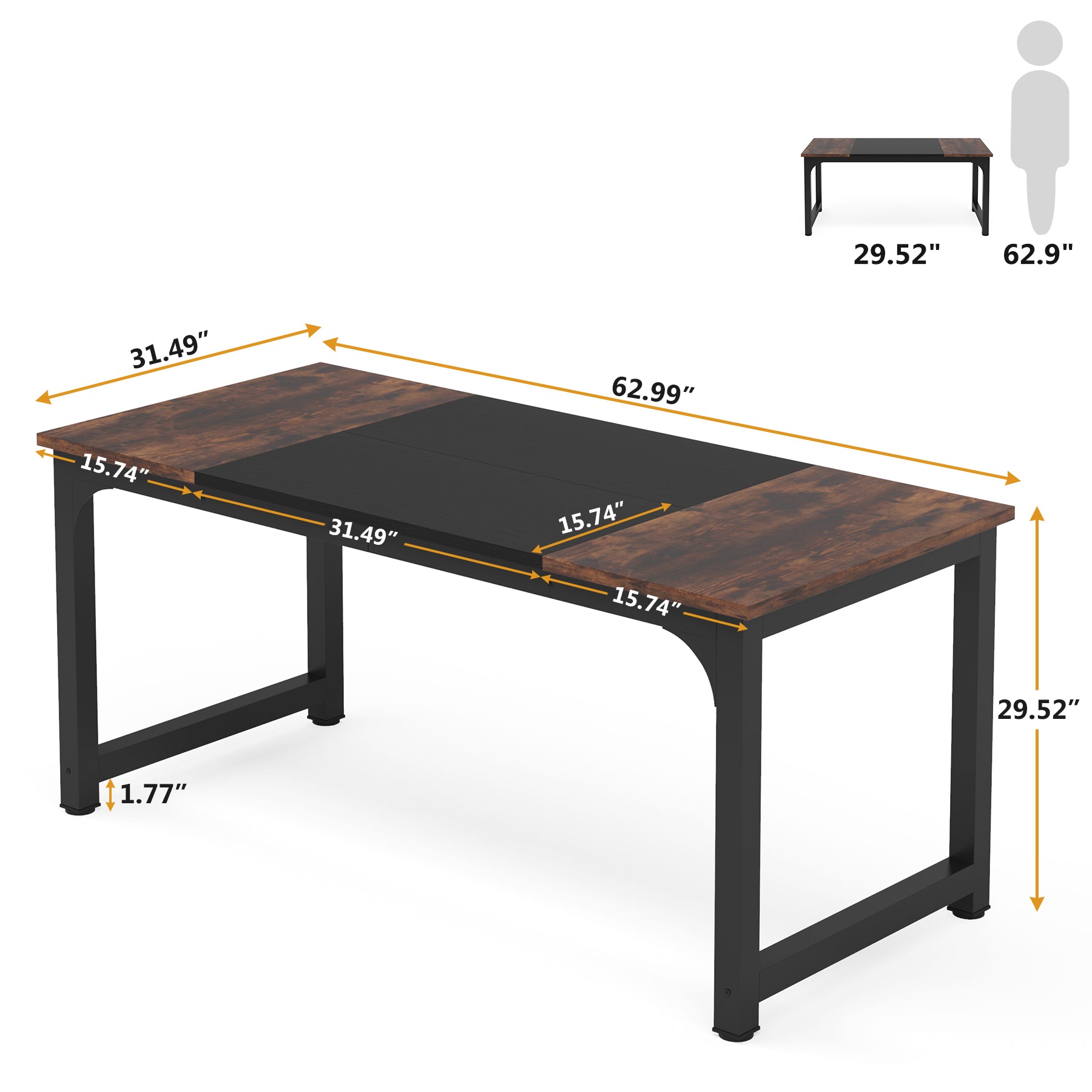 Tribesigns 63” Computer Desk, Industrial Workstation for Home Office
