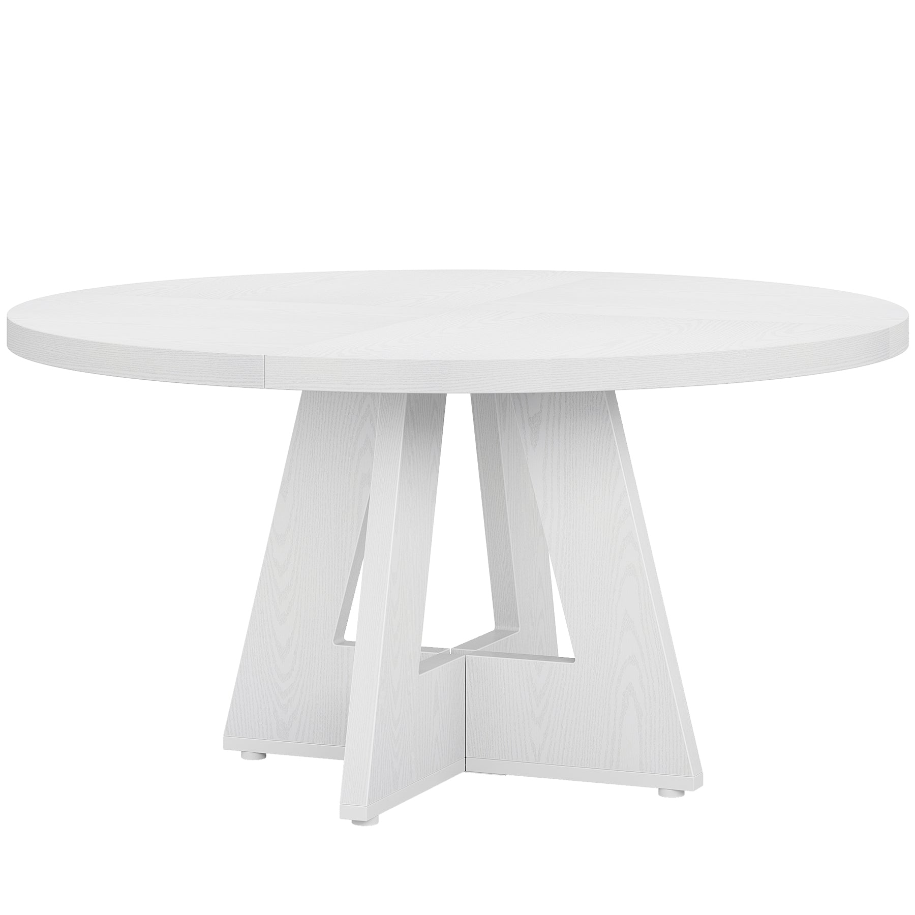 47" Round Dining Table, Farmhouse Wood Kitchen Table for 4-6 with Cross Base