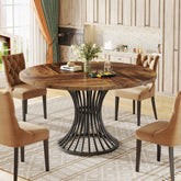 Round Dining Table for 4-6, 47" Farmhouse Circle Kitchen Table 3