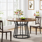 47.2" Round Dining Table for 4 People, Kitchen Dinner Table with Metal Base 3