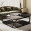 100cm Square Coffee Table , Modern Central Cocktail Table with 2-Tier Storage for Living Room