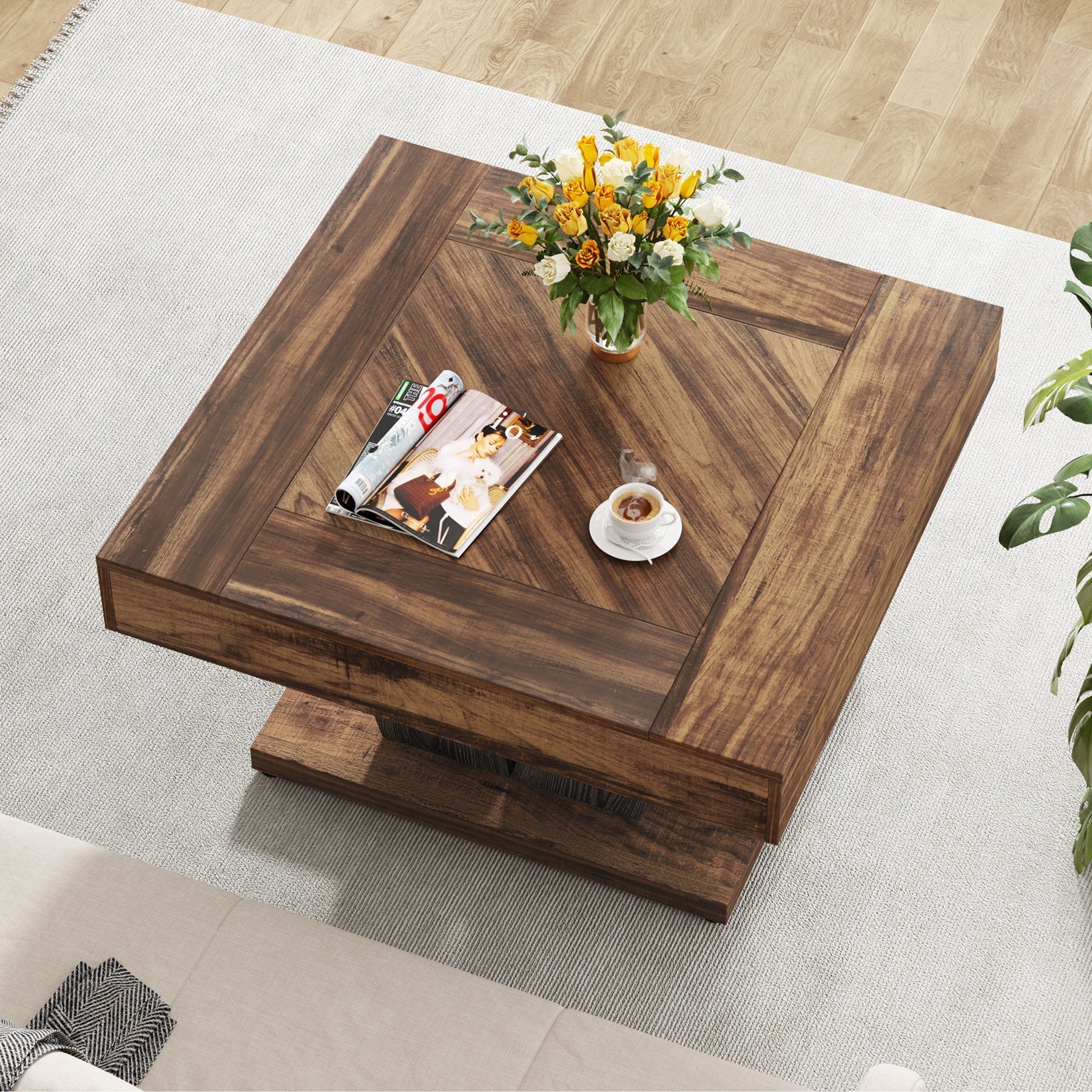 31.5" Wood Coffee Table,  Modern Center Table Cocktail Tea Table